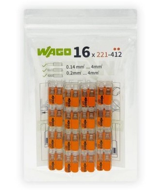 WAGO 221-412C Lever Nuts 2-Conductor 32A 450V Splicing Connector pack of 16