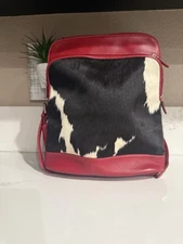ili New York Red Leather Calf Hair Backpack