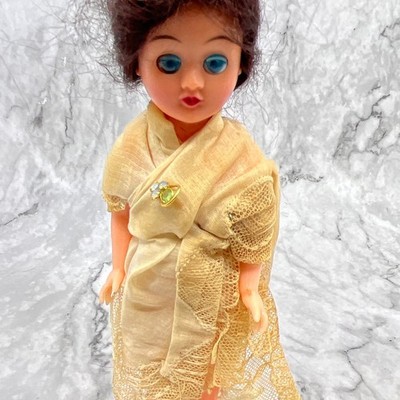 Vintage Celluloid Doll Sleepy eye 1950's 15 Brunette 7.5'' TI7