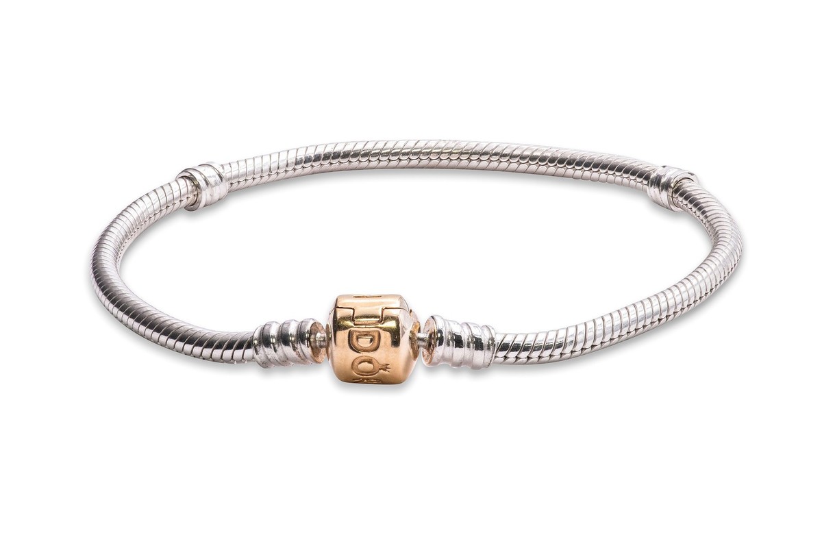 Pandora Sterling Silver Bracelet With 14K Gold Clasp - | eBay display picture 1