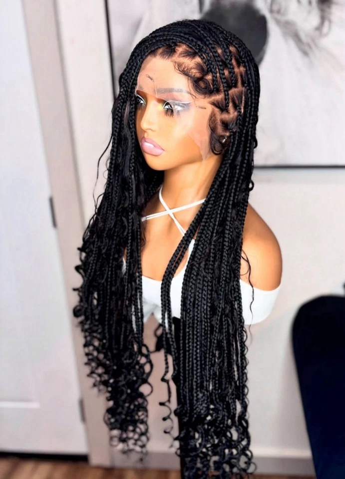 Full Lace Boho Human Hair Braided Wig For Women. - Image 2 of 4