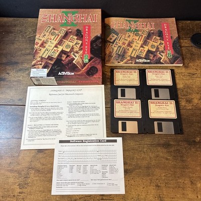 Activision Shanghai II Dragons Eye Mac Game 3.5'' Disks 1991 Macintosh Complete