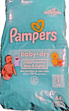 Pampers Disposable Diapers For Soft & Absorbent New & Sealed 44 Ct Size 1 0.42 per diaper