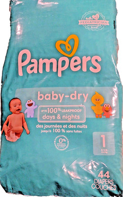 Pampers Disposable Diapers For Soft & Absorbent New & Sealed 44 Ct Size 1 