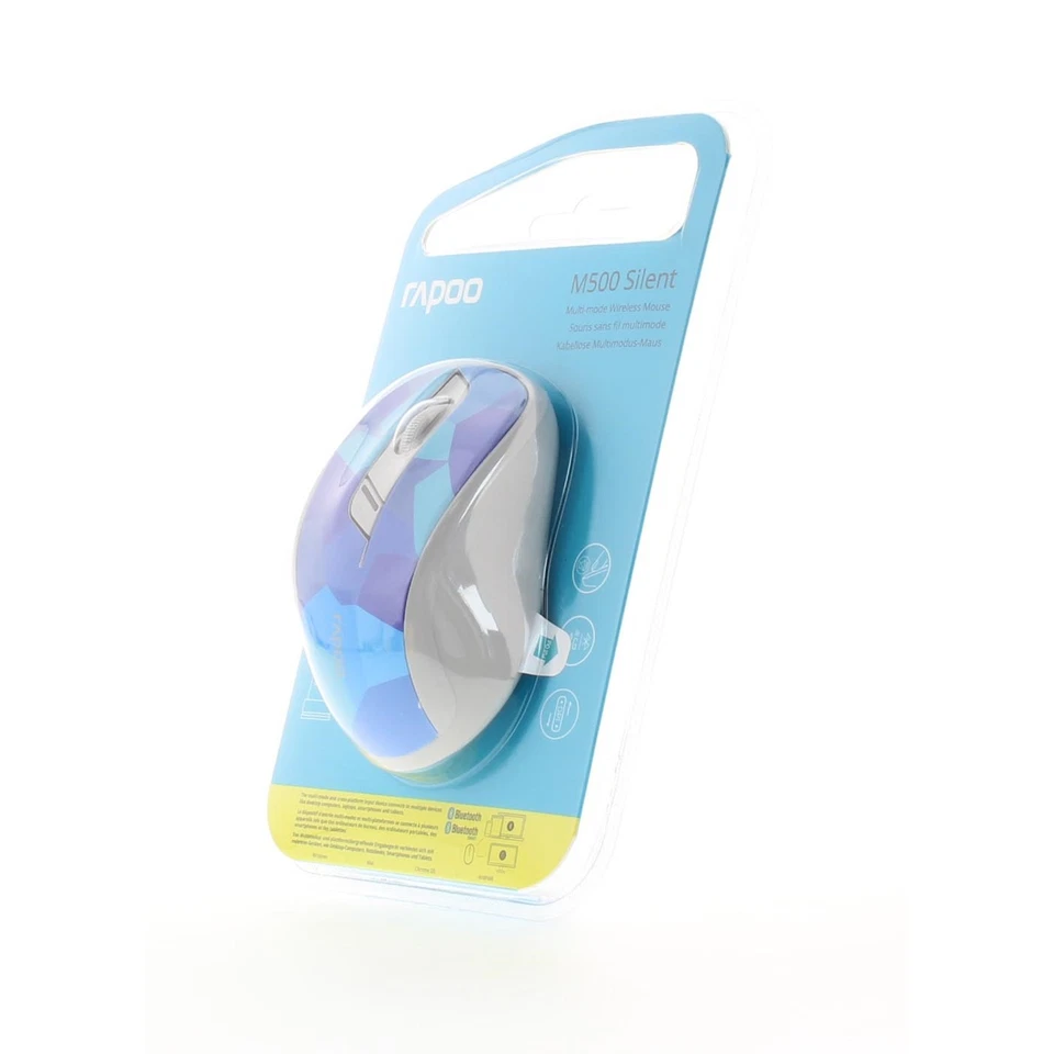 Rapoo Bluetooth Maus M500 Kabellos 2,4 GHz Funk Leise 1600 DPI Multi-Device Blau - Bild 2 von 2
