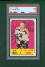 1967 Topps Hockey Card - #38 Glen Sather RC, PSA 5 EX