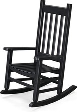Outdoor Wooden Toddler Rocking Chair W/ High Backrest All Weather Porch Rocker