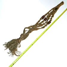 Vintage BOHO 1970’s Macrame Plant Hanger Holder Handmade 48" Light Brown RETRO