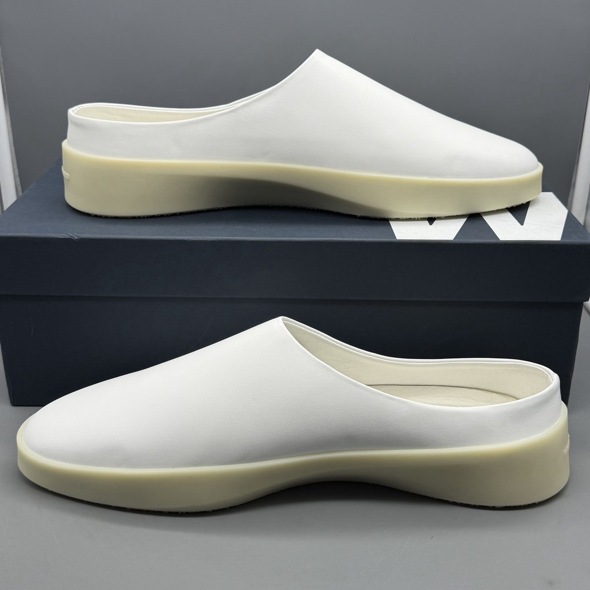 Wolf & Shepherd Cruise Mule Mens 13 White Leather Slip On 