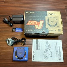 Sharp MD-ST501-A Portable MD Player Blue Japan Complete Working