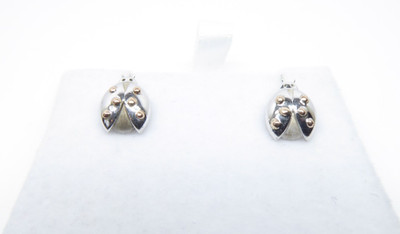 Clogau Gold Silver & 9ct Rose Gold Ladybird Stud Earrings
