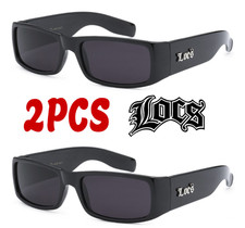 2 Pack LOCS Hardcore Black Sunglasses Classic Lowrider Shades 9006