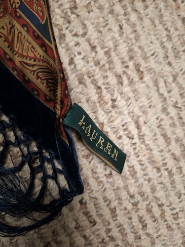 Ralph Lauren 100% Silk Paisley Shawl/Scarf Fringe - Picture 2 of 6
