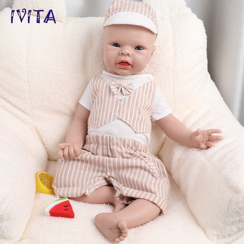 IVITA 20'' Soft Silicone Reborn Doll Boy Baby Kids Birthday Gift Handmade Doll - Picture 7 of 12