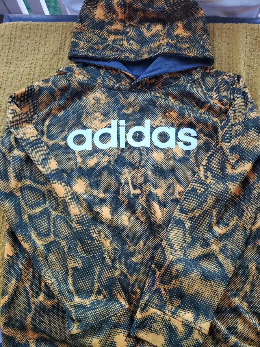 Adidas Snakeskin Print Hoodie Black Yellow kids size M 10 12