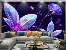 3D Crystal Floral Self-adhesive Removeable Wallpaper Wall Mural