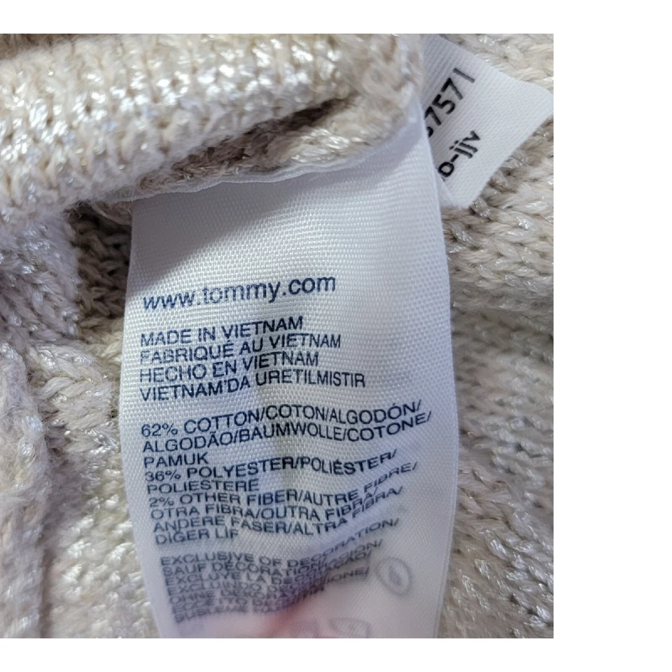 Tommy Hilfiger бежевый свитер кардиган размер S / P маленький хлопок золотой акцент - Изображение 4 из 4