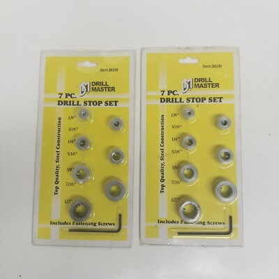 Drill Master 38336 7 Piece Drill Stop Set Lot of 2, 1/8''-1/2'' Sizes, New