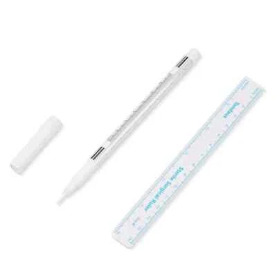 TONDAUS Microblading White Surgical Eyebrow Tattoo Skin Marker Pen With Measuring Ruler