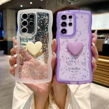 Glitter Love Heart Girly Cute Case Cover for Samsung S20 S21 S22 S23 S24 A13 A72