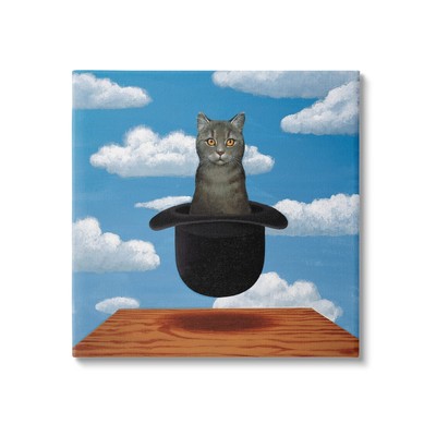 Surreal Grey Cat Floating Hat Cloudy Sky, Design by Chameleon Design, Inc.