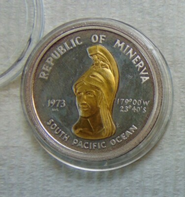 1973-LM REPUBLIC OF MINERVA SILVER & GOLD 35 DOLLARS COIN ~ LOW