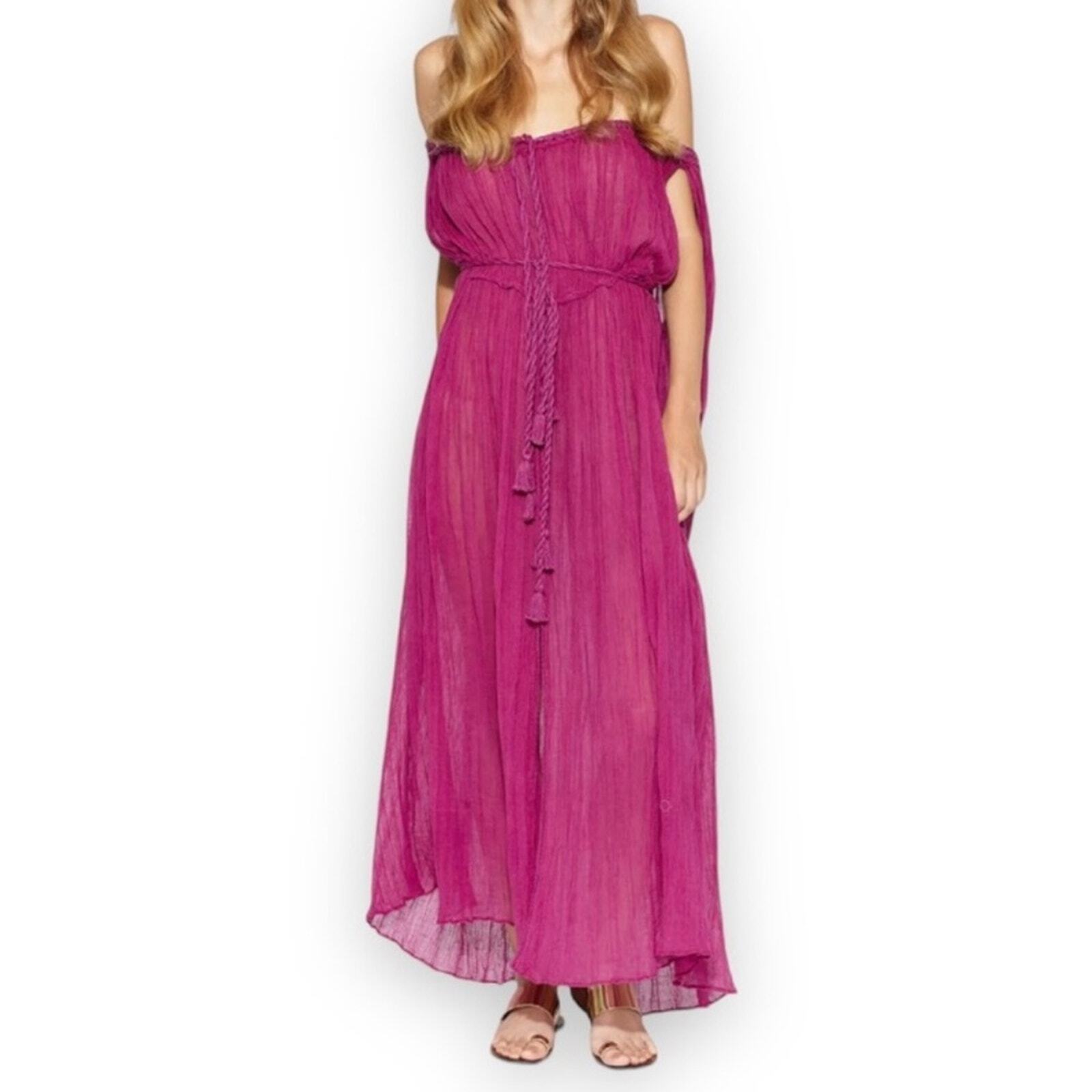 Miguelina Juno Magenta Gauze Tassel Dress Grecian Beachy Fairy Women's XS NWT