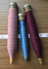 Three Antique Wooden Spool/Spindle Bobbins