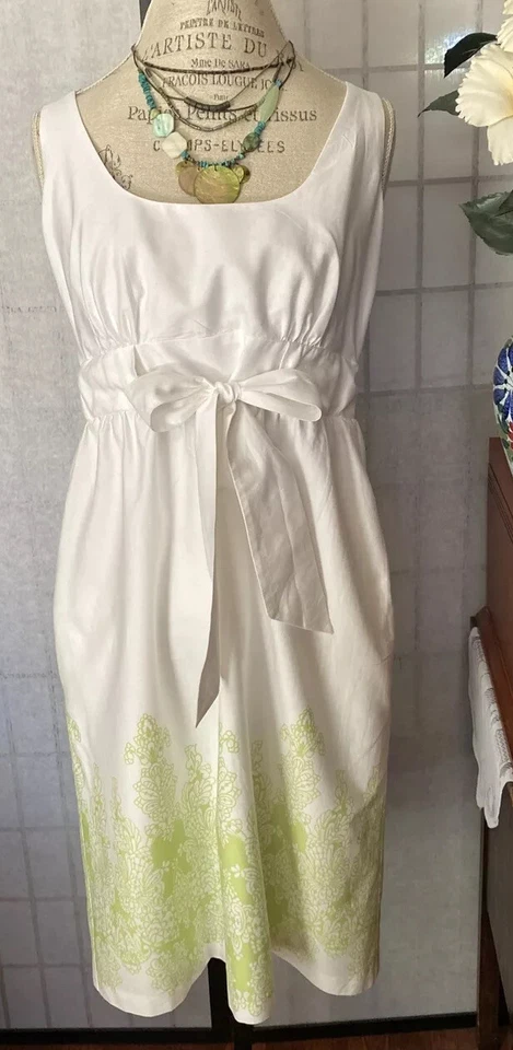 Vestido de sol de verano de algodón forrado Democracy nuevo con etiquetas para mujer 12 borde floral lima Foto 2 de 4