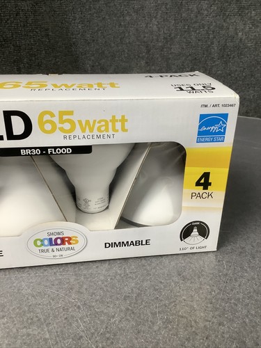 4 PACK FEIT 11.5 Watt BR30 FLOOD LED BULBS Dimmable 65 W SOFT WHITE M38A - Picture 3 of 5