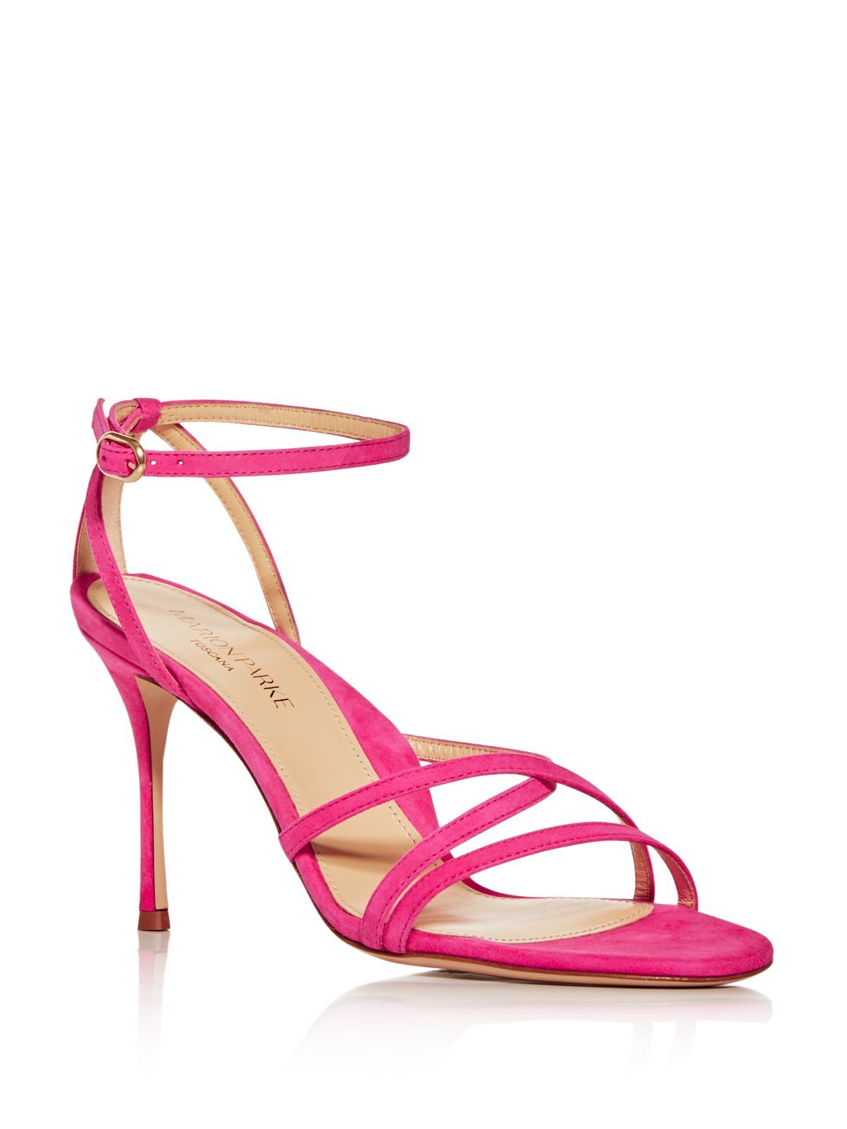 MARION PARKE Женские ярко-розовые кожаные сандалии Toscana Lillian Stiletto 38 18290₽