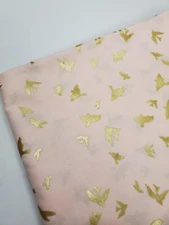 Michael Miller Fabric Birds Swallows Metallic Pink Cotton Sew Quilt ONE YARD