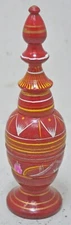 Vintage Wooden Tall Kum Kum Powder Tika Box Original Hand Turned Lacquer Painted