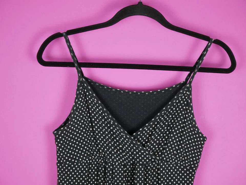 VINTAGE UNIQLO Black White Wrap 90s 2000s Strappy Spot Dot Cami Dress S M 10 12 - Image 3 of 4