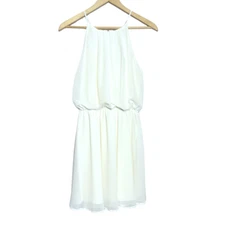 DNA Couture Blouson Dress Womens Size M Creamy White Light Sheer Fairy Feminine