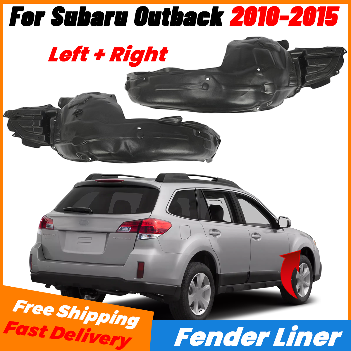 Front Left & Right Side Fender Liner For Subaru Outback 2010 2011 2012-2015