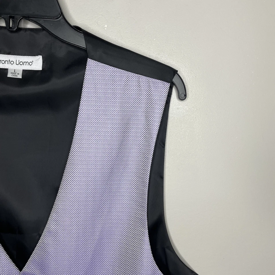 PRONTO UOMO Tuxedo Vest Men Large L Purple 4-Button Button-Up Formal Wedding - Image 3 of 4