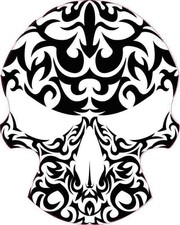 4x5 Black and White Tribal Skull Sticker Vinyl Car Window Decal Stickers Decals
