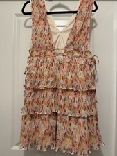 Fate Maxi Dress Women's Large Colorful Ruffle Open Back Boho NWT