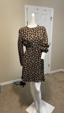 Tory Burch animal print silk a-line fit and flare above knee dress size 6 EUC