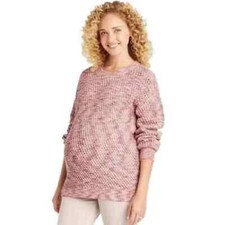 Isabel Maternity By Ingrid  Isabel Crew Texture Pullover Sweater Pnk Medium NWT