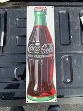 Vintage Porcelain Enamel Coca Cola Bottle Sign Advertisement A