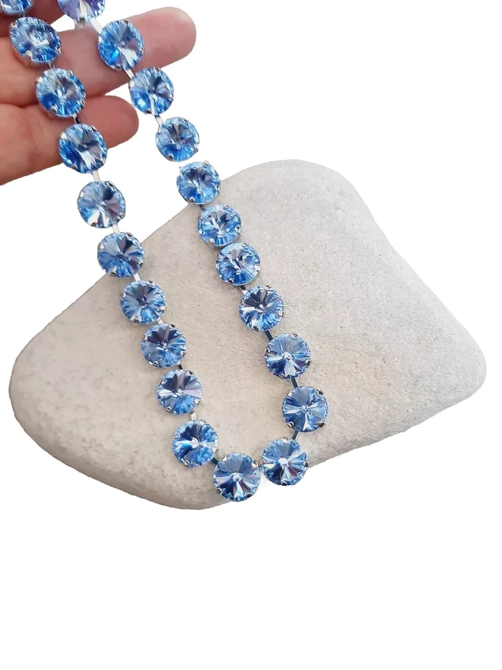 Collar Tenis Cristal Azul Pálido - Gargantilla Anna Wintour Joyería Verano Para Regalo Foto 4 de 4