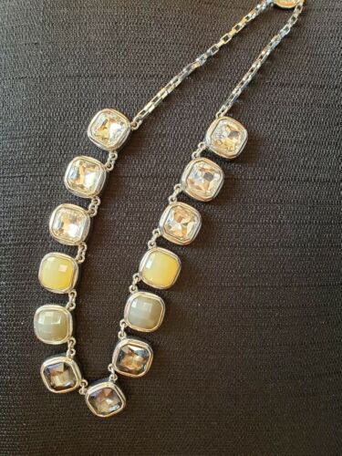 WHITE HOUSE BLACK MARKET CLEAR CREAM GRAY NECKLACE FACETED BEADS
