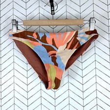 Roxy Floradelic Cheeky Bikini Bottom Size Large Brown NWT