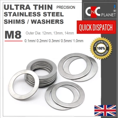M3 M4 M5 M6 M8 THIN FLAT HEAD PROFILE SCREWS M8 Ultra Thin Washers Shims Spacer Flat Precision Gasket Stainless Steel Din 988