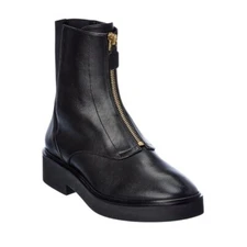 NWT Stuart Weitzman Leather Lodge Zip Ankle Black Combat Boot Size 7 retail $650