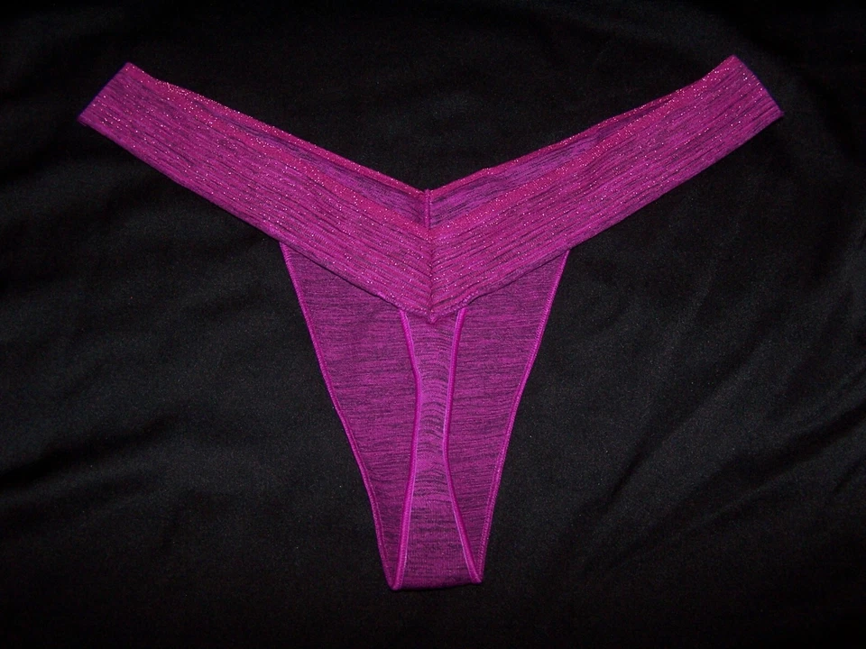 Трусики-стринги без границ пурпурно-фиолетовые блестящие нейлон поли спандекс размер 8/XL - Изображение 2 из 2
