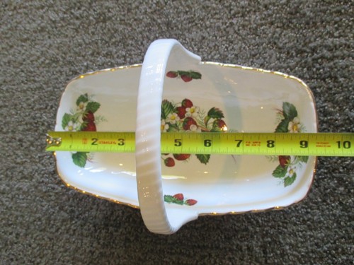 Vtg Hammersley Basket Bowl Dish Strawberry Serving Handle Bone China 9" - Picture 8 of 9