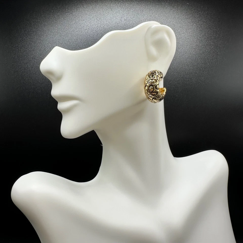 Выстеганные фирменные толстые серьги-кольца Coach | подарочные, новые | полная упаковка - Изображение 4 из 4